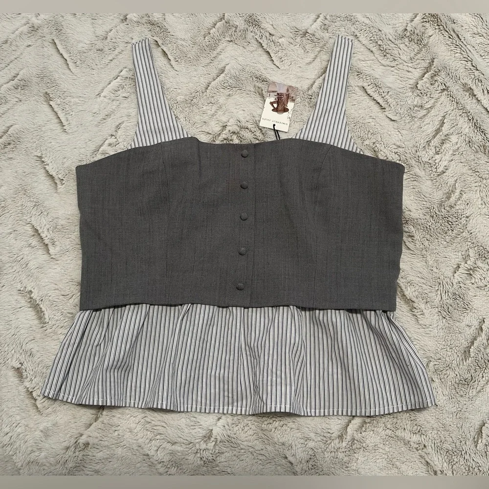 Sincerely Jules Striped Gray Bustier Corset Combination Top - Picture 5 of 12